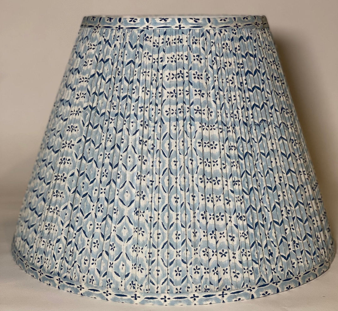 Gathered Lampshade 15" base - Blue & White - Lux Lamp Shades