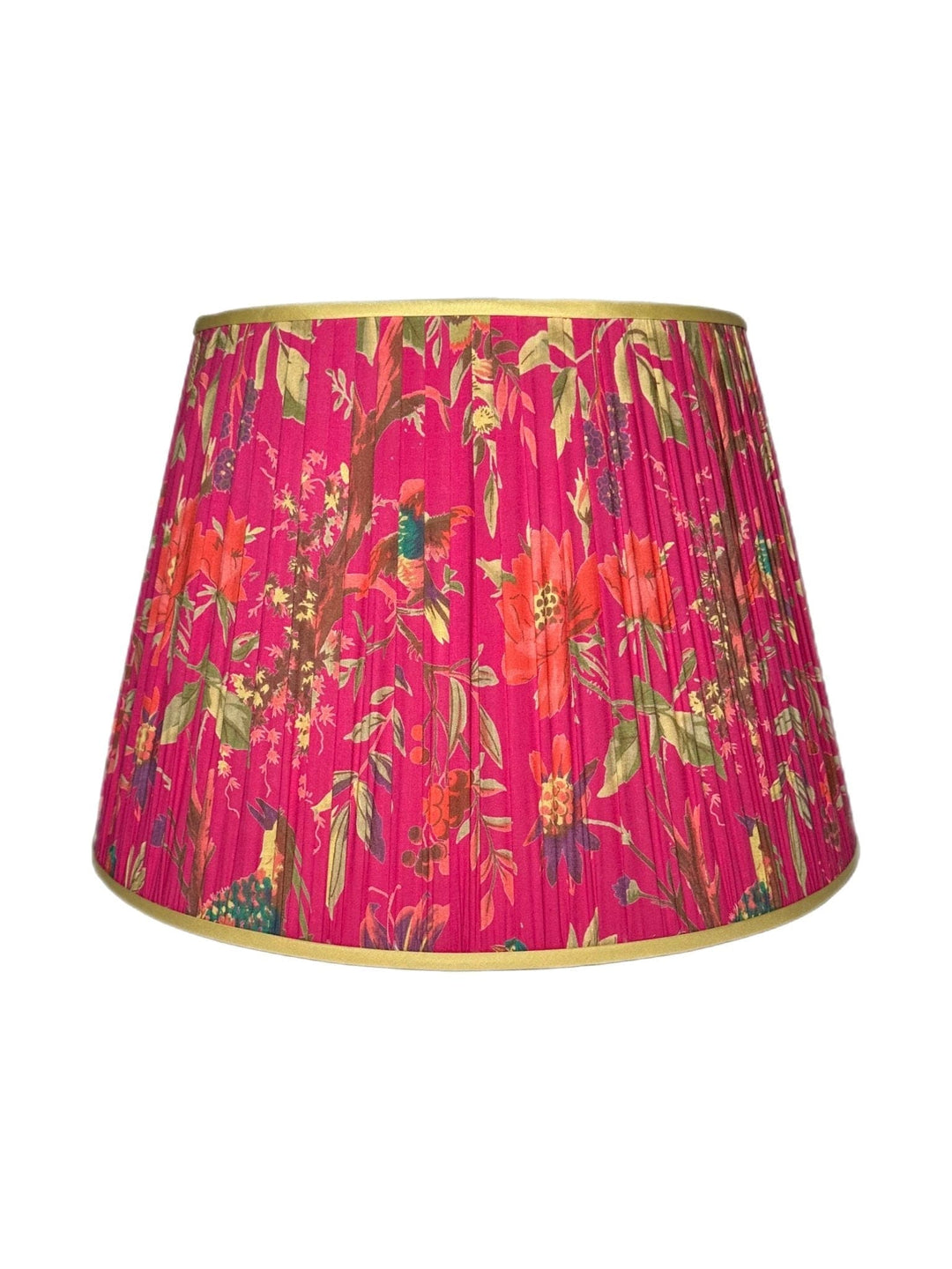 Gathered Magenta Floral Sari - Contrasting Trim - Lux Lamp Shades