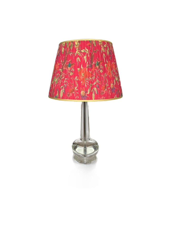 Gathered Magenta Floral Sari - Contrasting Trim - Lux Lamp Shades