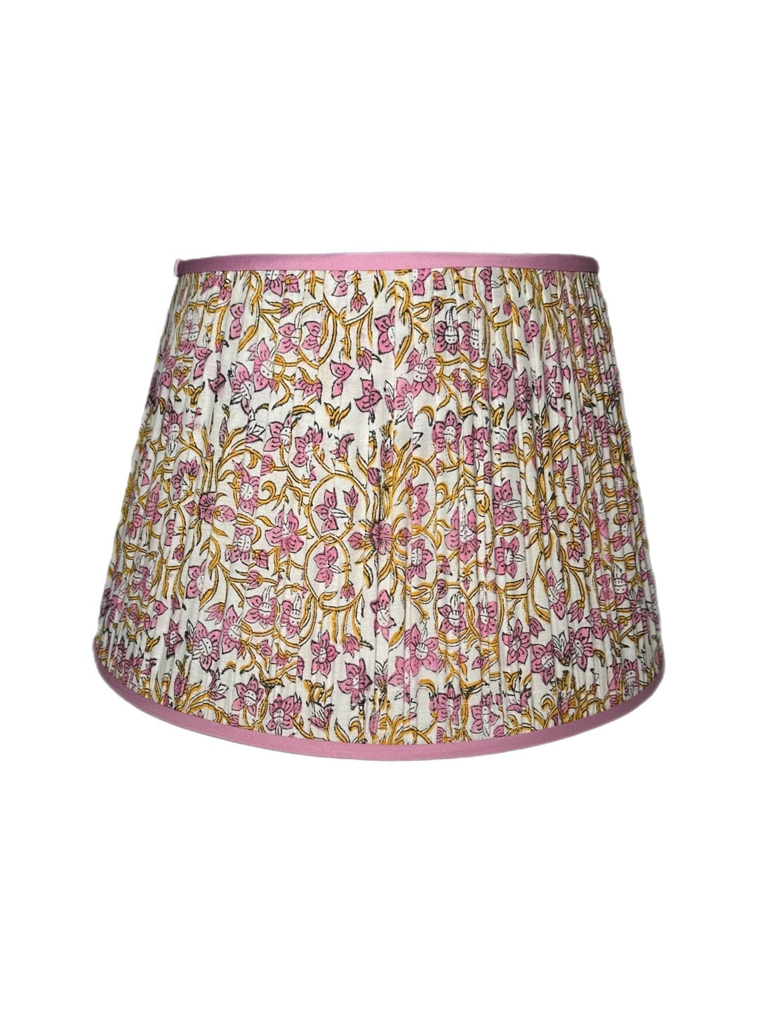 Gathered Pembroke - Floral with Pink Trim - Lux Lamp Shades