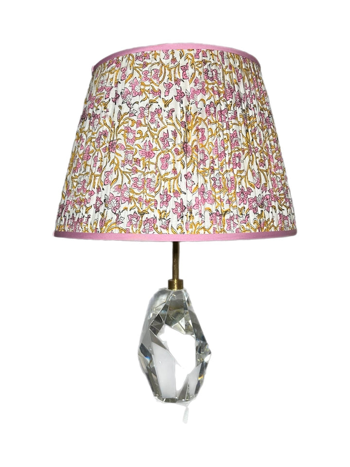Gathered Pembroke - Floral with Pink Trim - Lux Lamp Shades