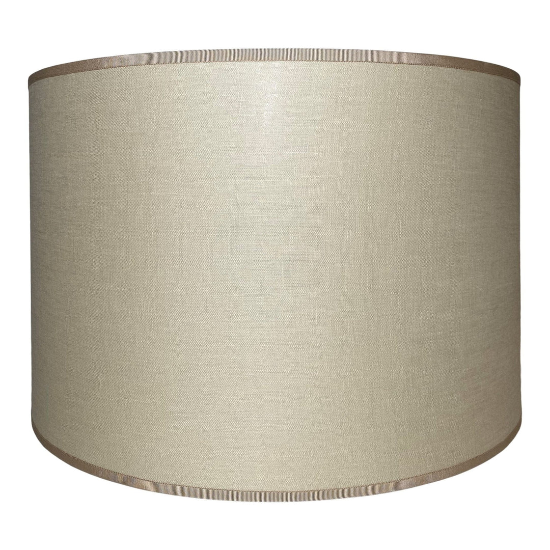 Linen Drum Hard back - Buff with Gross Grain Trim - Lux Lamp Shades