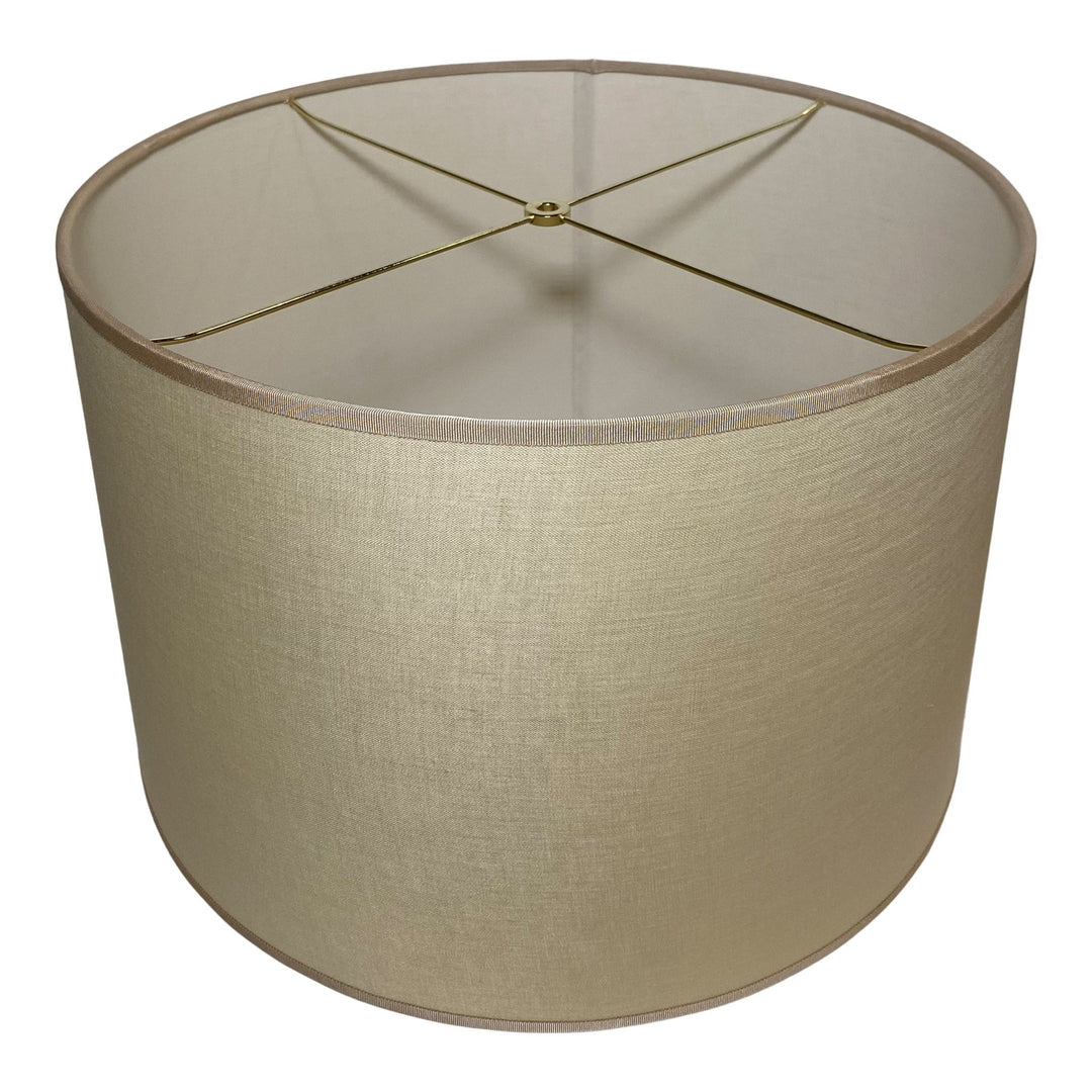 Linen Drum Hard back - Buff with Gross Grain Trim - Lux Lamp Shades