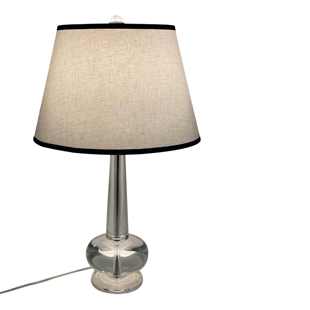 Linen Hardback Pembroke Lamp Shade w/ Samuel and Sons Sapphire Trim (1) in stock - Lux Lamp Shades