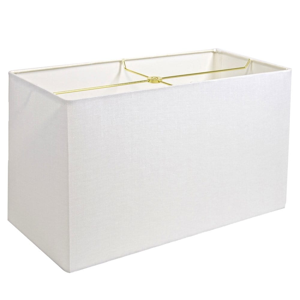 Linen Rectangle - Rolled Edge; brass spider (8" x 17" top & bottom x 10" height) - Lux Lamp Shades