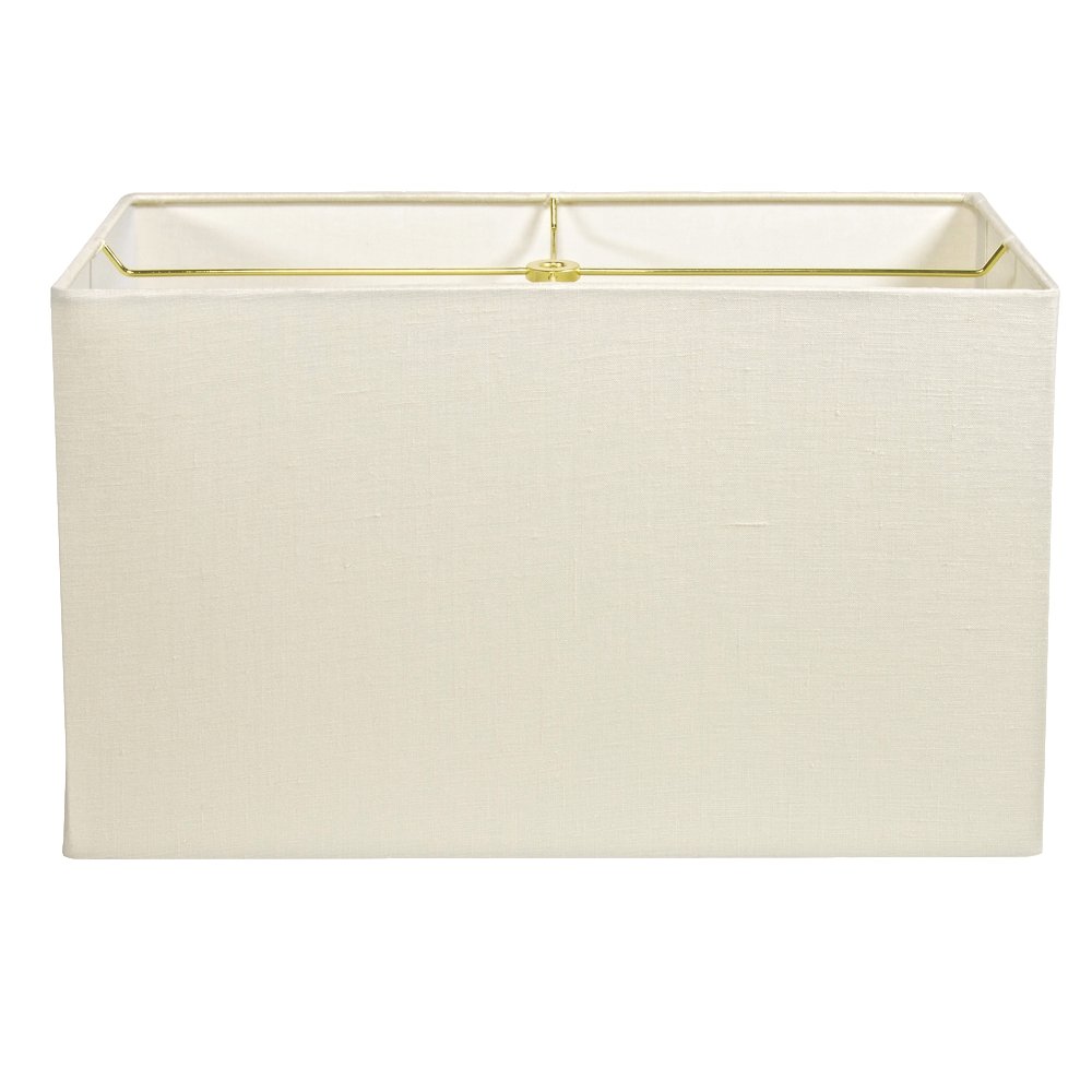 Linen Rectangle - Rolled Edge; brass spider (8" x 17" top & bottom x 10" height) - Lux Lamp Shades