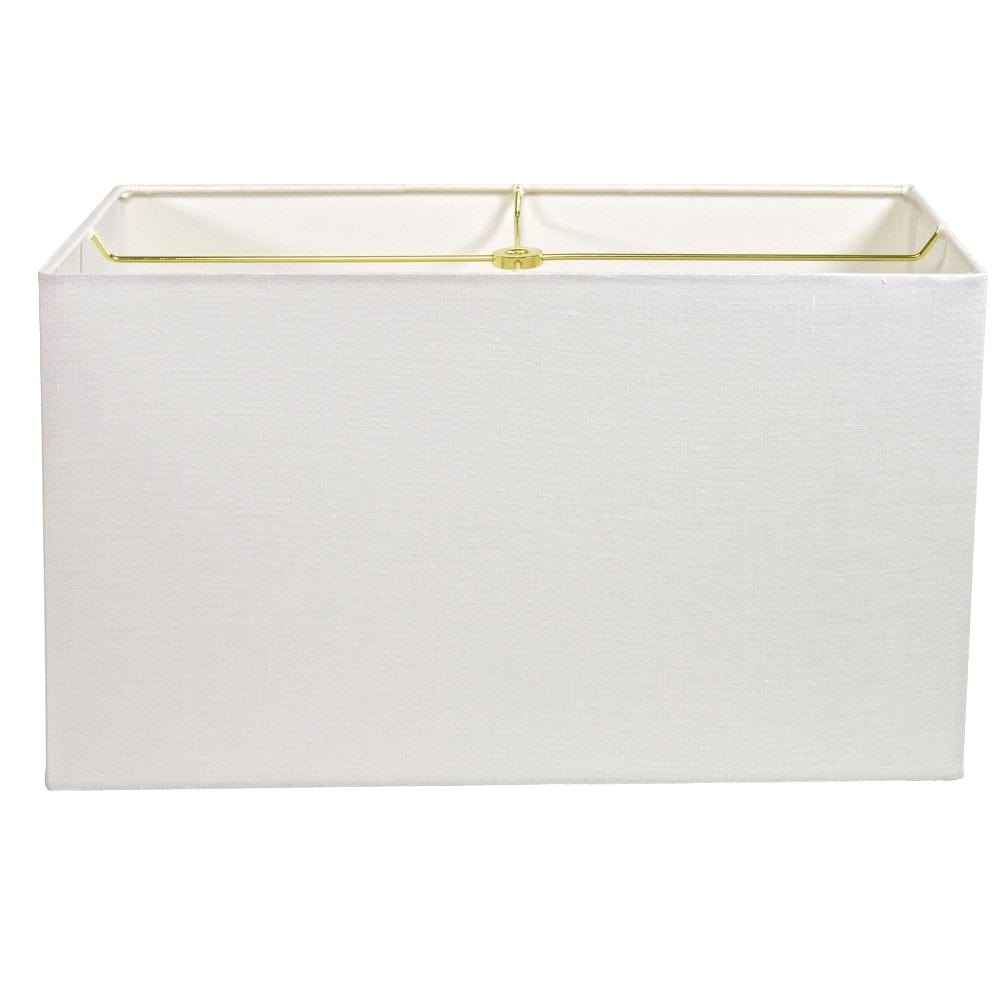 Linen Rectangle - Rolled Edge; brass spider (8" x 17" top & bottom x 10" height) - Lux Lamp Shades