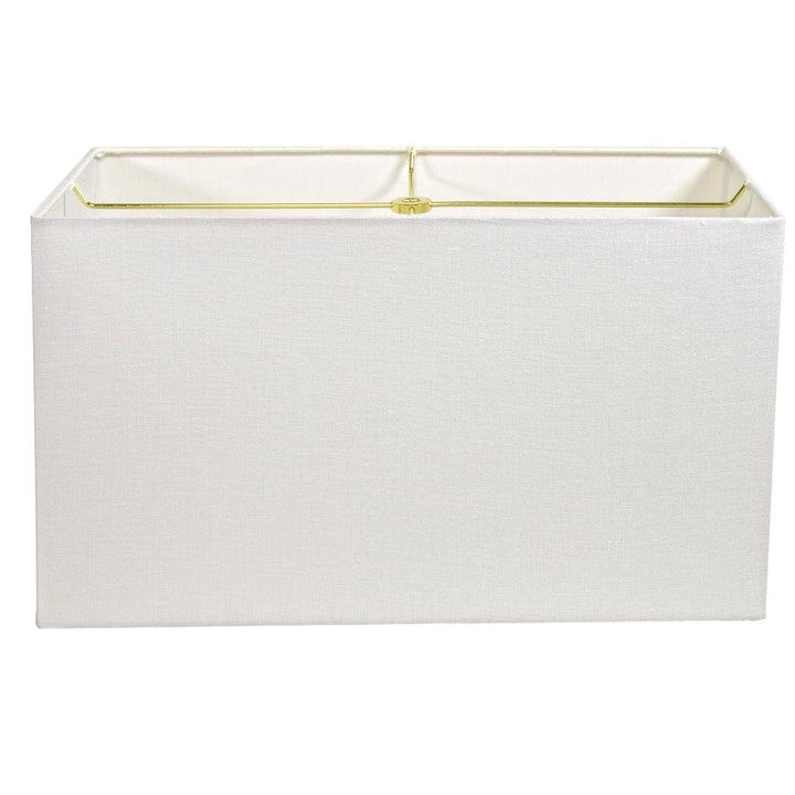 Linen Rectangle - Rolled Edge; brass spider (8" x 17" top & bottom x 10" height) - Lux Lamp Shades