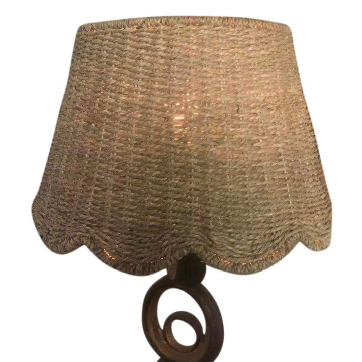 NEW - Scalloped Lamp Shade with Seagrass - Hardback - Lux Lamp Shades