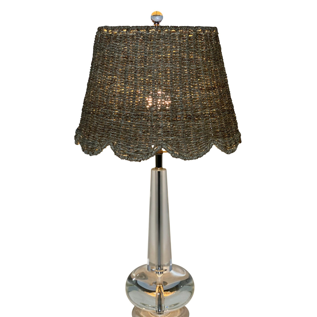NEW - Scalloped Lamp Shade with Seagrass - Hardback - Lux Lamp Shades