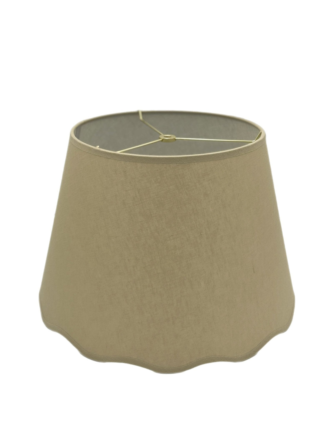 New - Scalloped Linen Almond Hardback Shade - Lux Lamp Shades