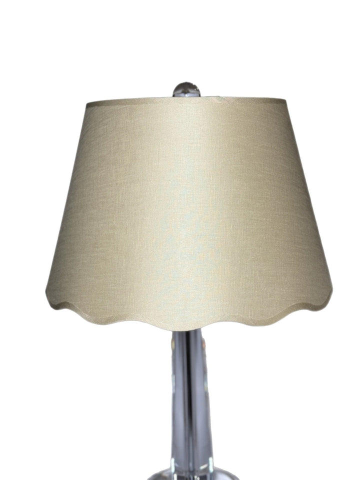 New - Scalloped Linen Almond Hardback Shade - Lux Lamp Shades