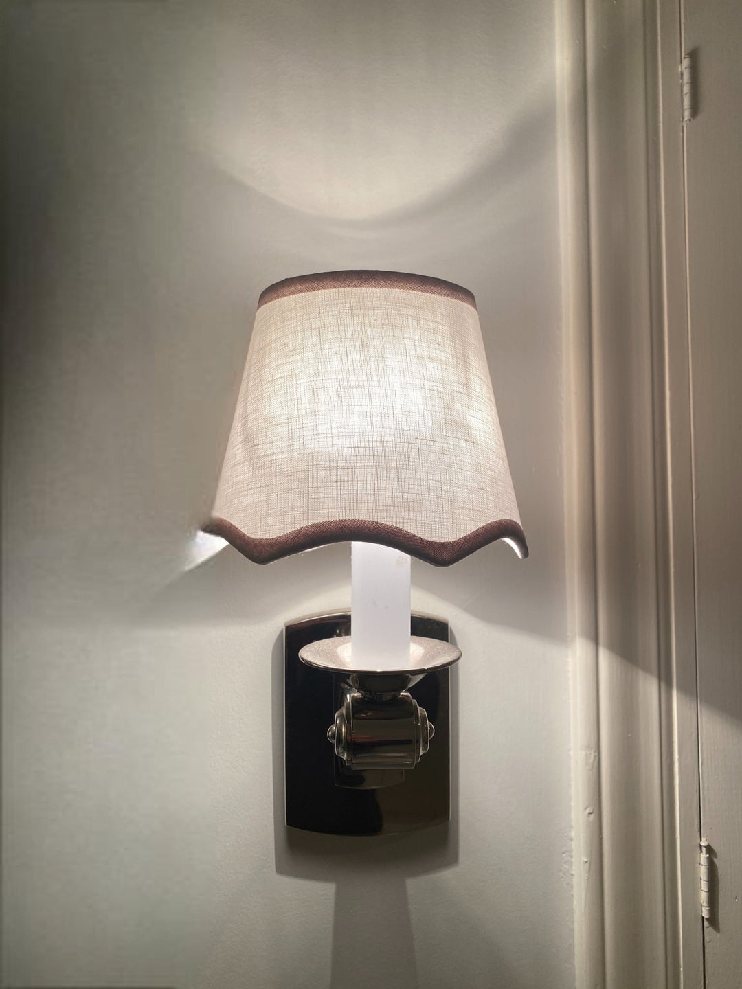 New - Scalloped Linen Snow Hardback Sconce Shade - Lux Lamp Shades