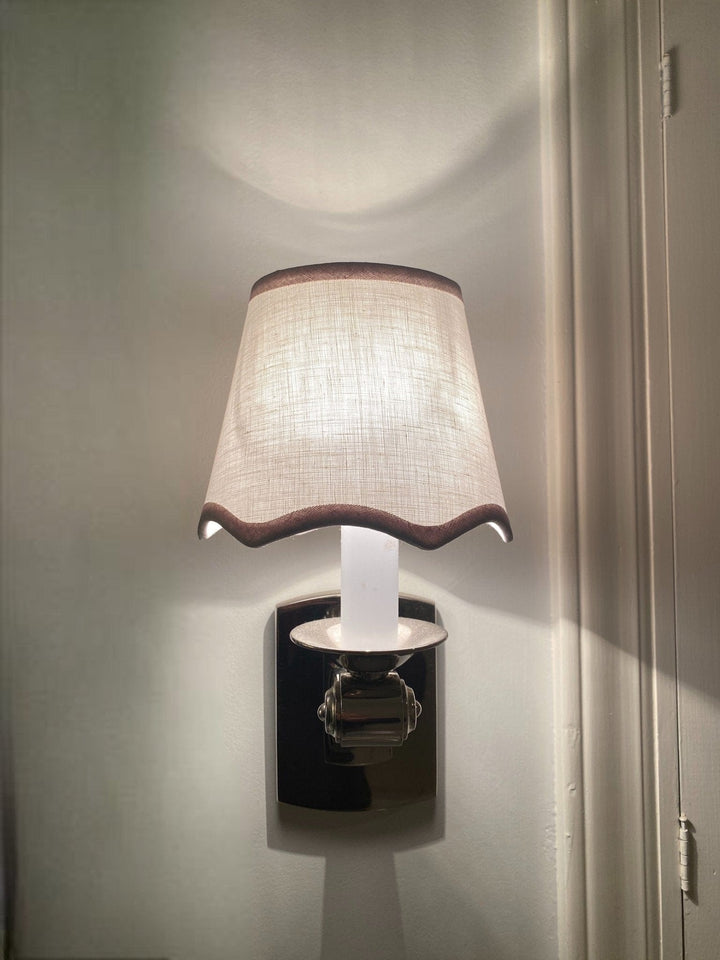 New - Scalloped Linen Snow Hardback Sconce Shade - Lux Lamp Shades