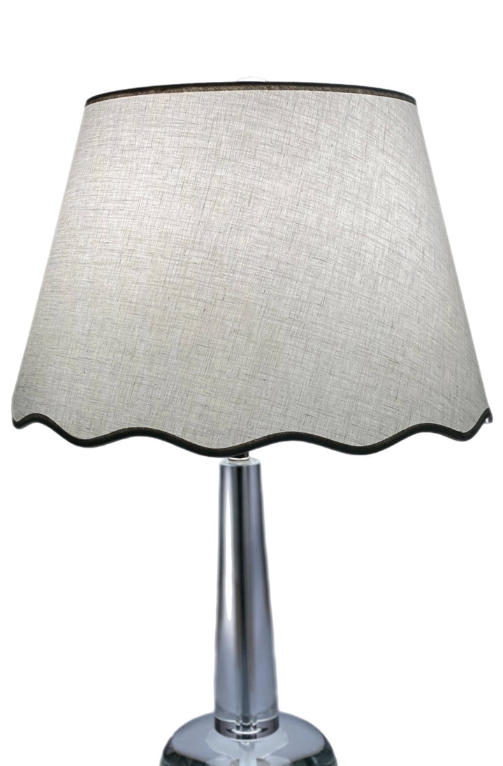 New - Scalloped Linen Snow Hardback Shade - Lux Lamp Shades