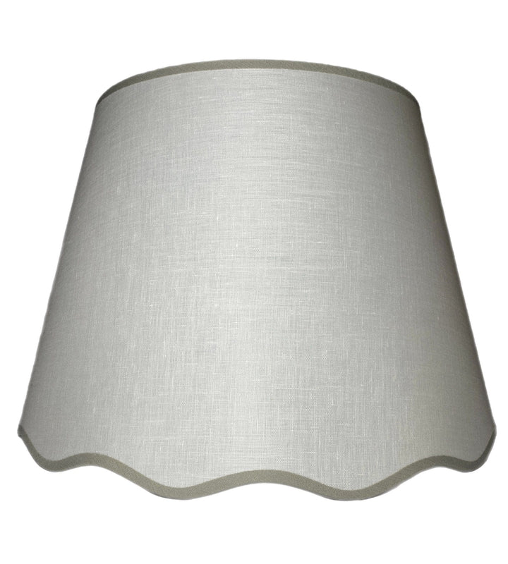 New - Scalloped Linen Snow Hardback Shade - Lux Lamp Shades