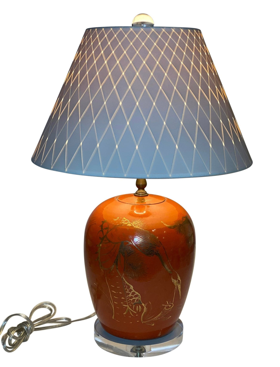 Peacock Melon Jar Lamp & 16" Woven Paper Shade - Lux Lamp Shades