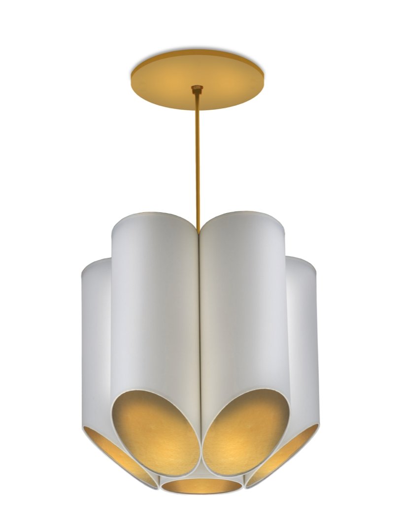 Satin Brass Bullet Pendant - Seven Light - Lux Lamp Shades