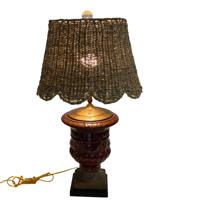 Scalloped Lamp Shade With Seagrass - Hardback - Lux Lamp Shades