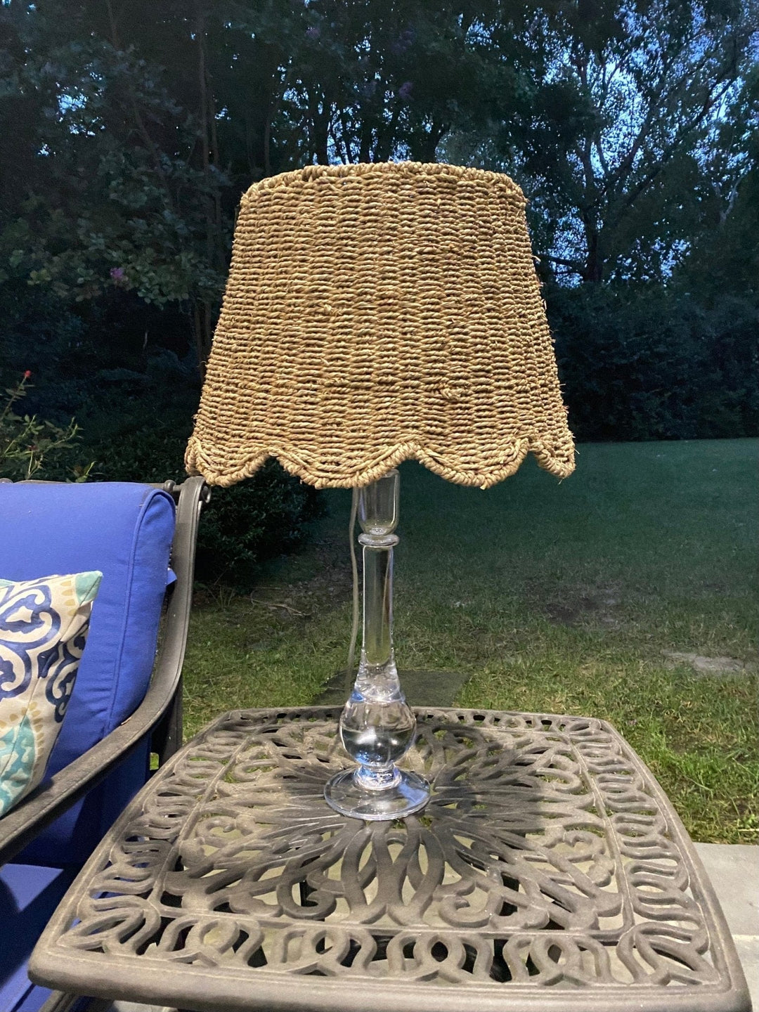 Scalloped Lamp Shade With Seagrass - Hardback - Lux Lamp Shades