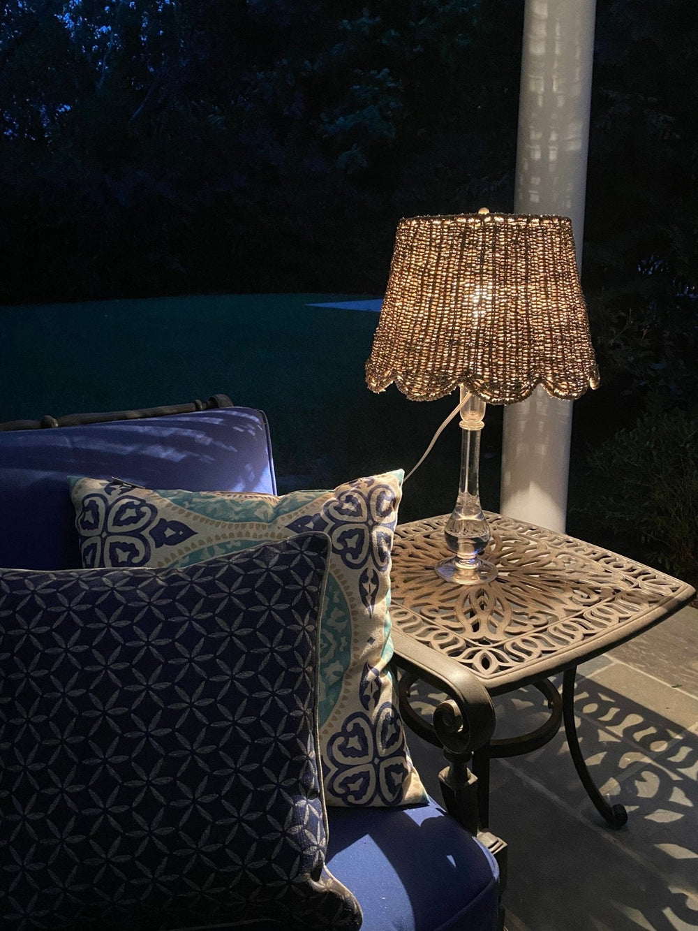 Scalloped Lamp Shade With Seagrass - Hardback - Lux Lamp Shades