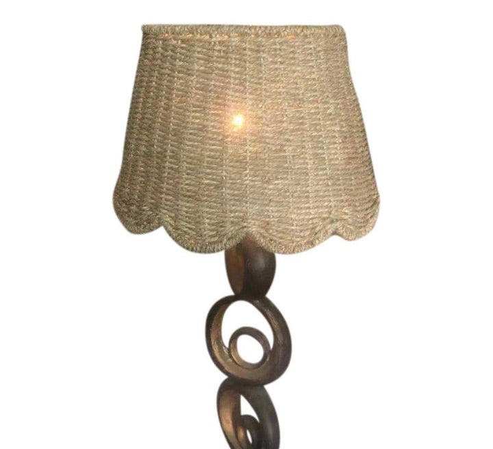 Scalloped Lamp Shade With Seagrass - Hardback - Lux Lamp Shades