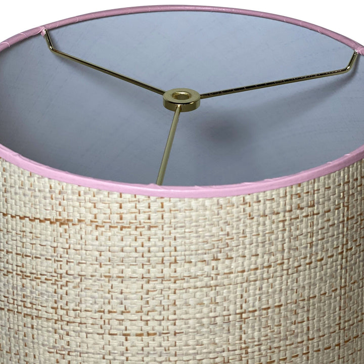 Scalloped Raffia Hardback Shade with Custom Trim Color - Lux Lamp Shades