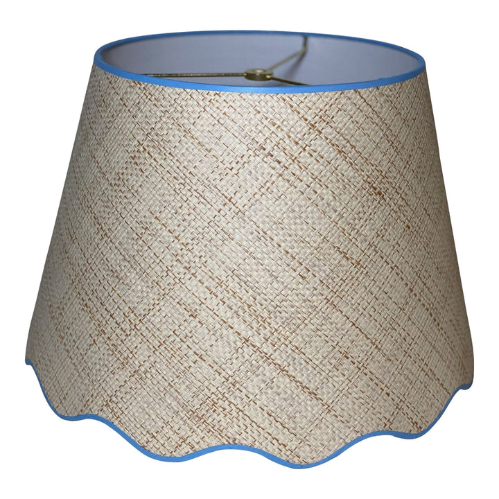 Scalloped Raffia Hardback Shade with Custom Trim Color - Lux Lamp Shades