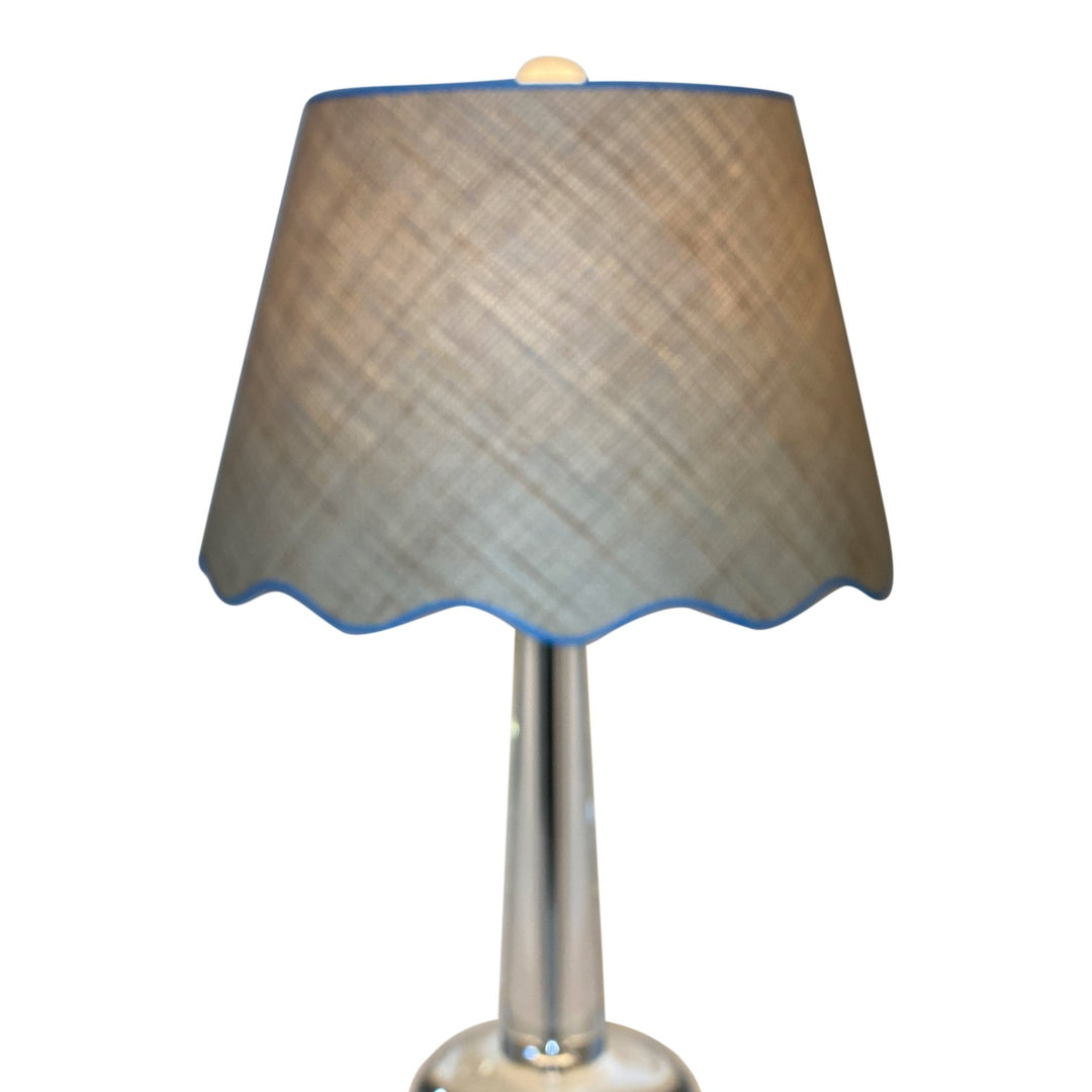Scalloped Raffia Hardback Shade with Custom Trim Color - Lux Lamp Shades