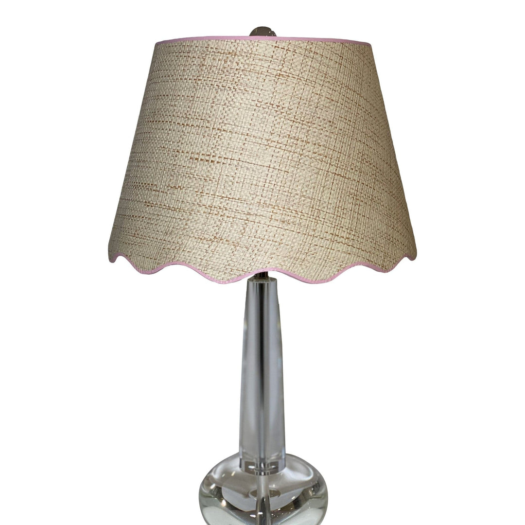 Scalloped Raffia Hardback Shade with Custom Trim Color - Lux Lamp Shades