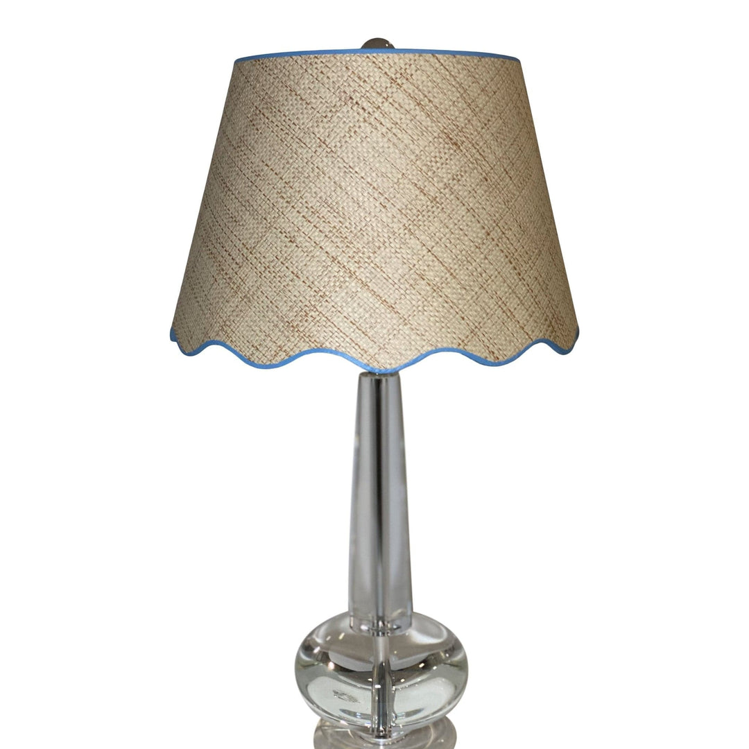 Scalloped Raffia Hardback Shade with Custom Trim Color - Lux Lamp Shades