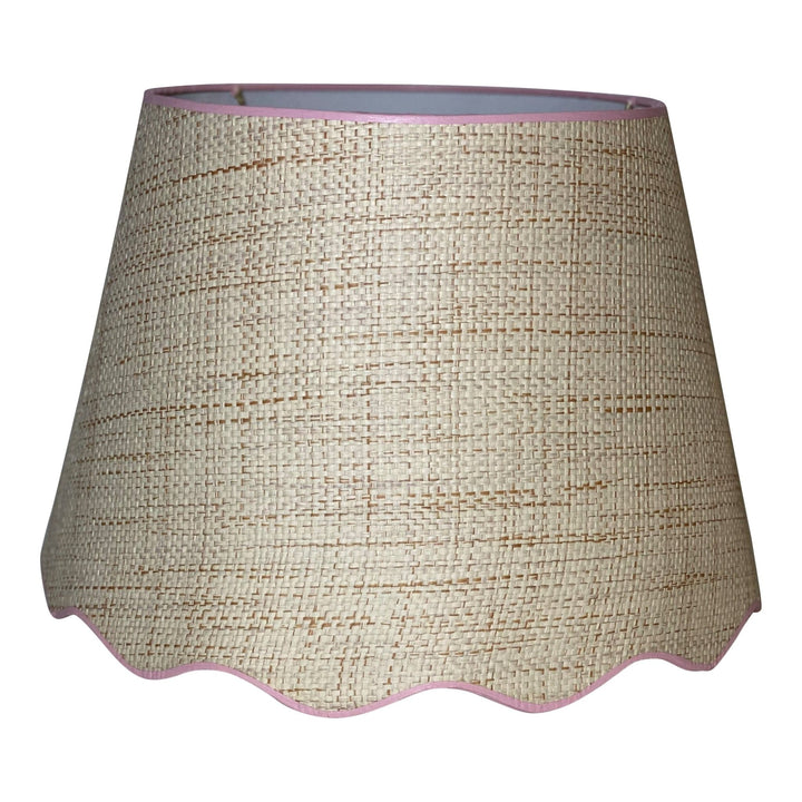 Scalloped Raffia Hardback Shade with Custom Trim Color - Lux Lamp Shades