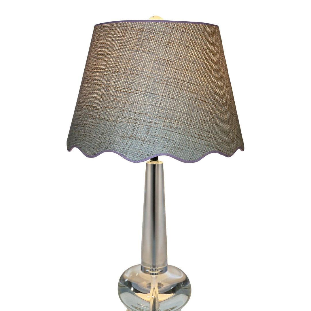 Scalloped Raffia Hardback Shade with Custom Trim Color - Lux Lamp Shades