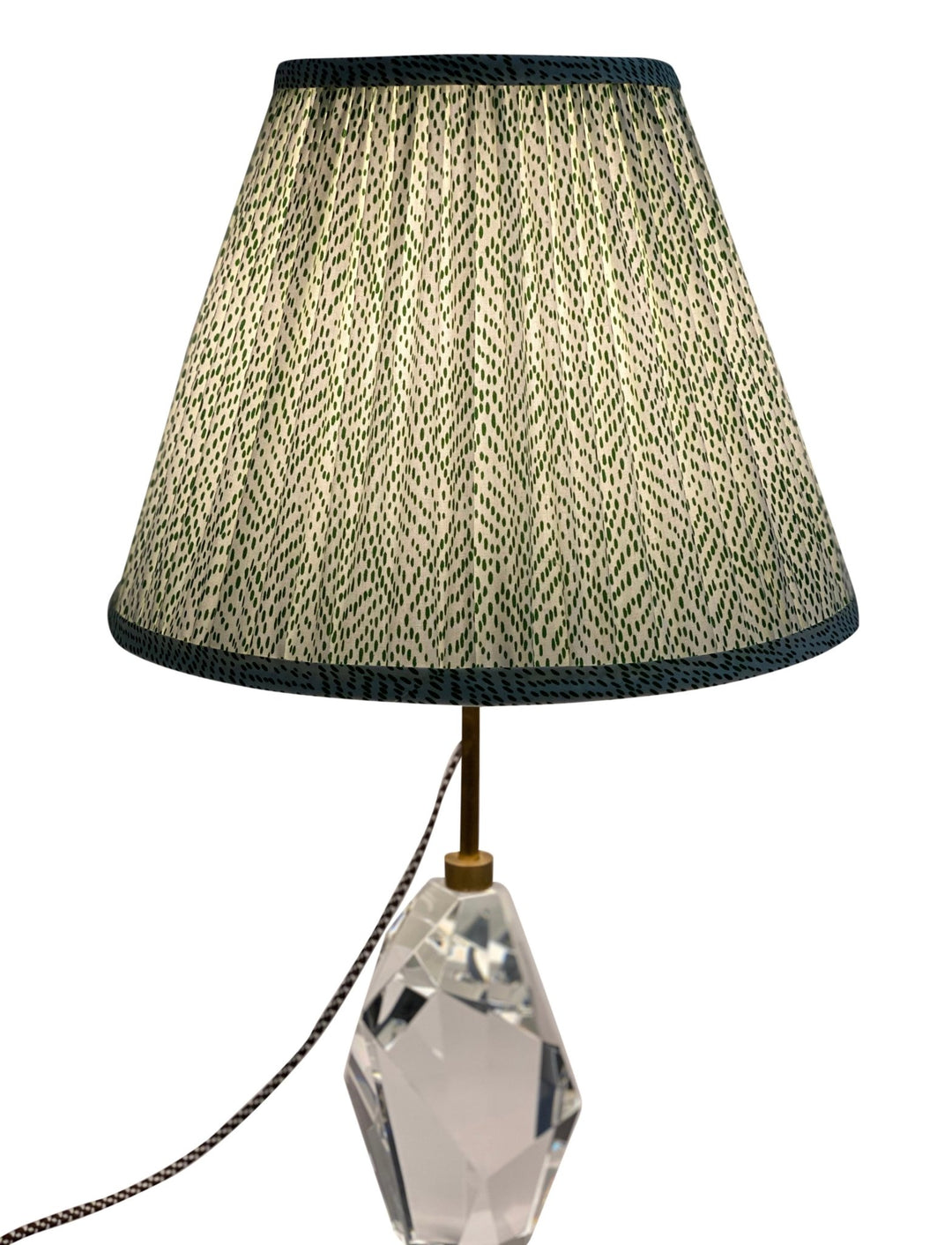 Schumacher Fabric 177762 | Duma Diamond, Green - Gathered 16" Lampshades - Lux Lamp Shades