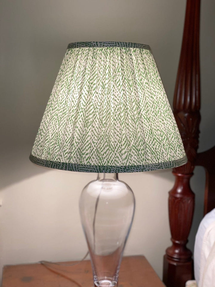 Schumacher Fabric 177762 | Duma Diamond, Green - Gathered 16" Lampshades - Lux Lamp Shades