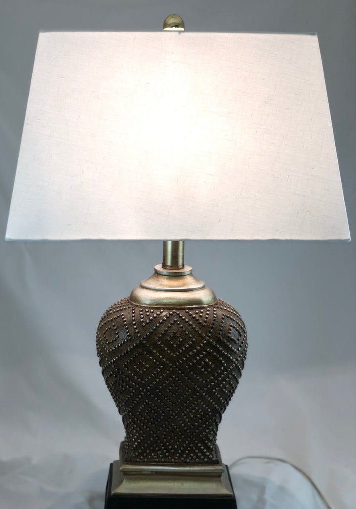 Snow Linen Rectangle - Rolled Edge; Copper Spider - Lux Lamp Shades