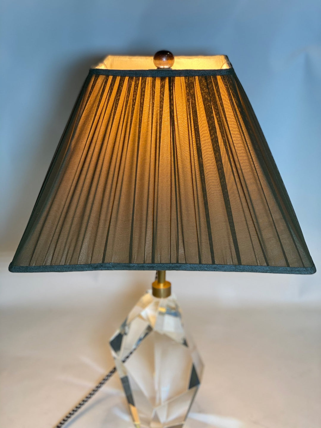 Spinach Sheer Silk - Tapered Square - 14" - Lux Lamp Shades