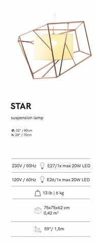 Star Suspension Pendant - Hand Made in Portugal - Lux Lamp Shades