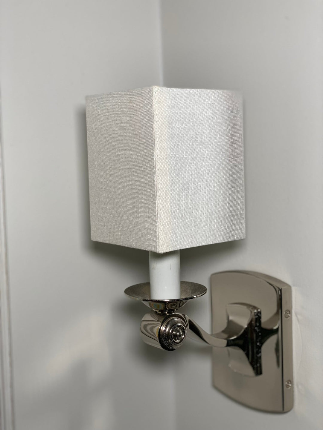 White linen 4" Square Sconce Shade - Lux Lamp Shades