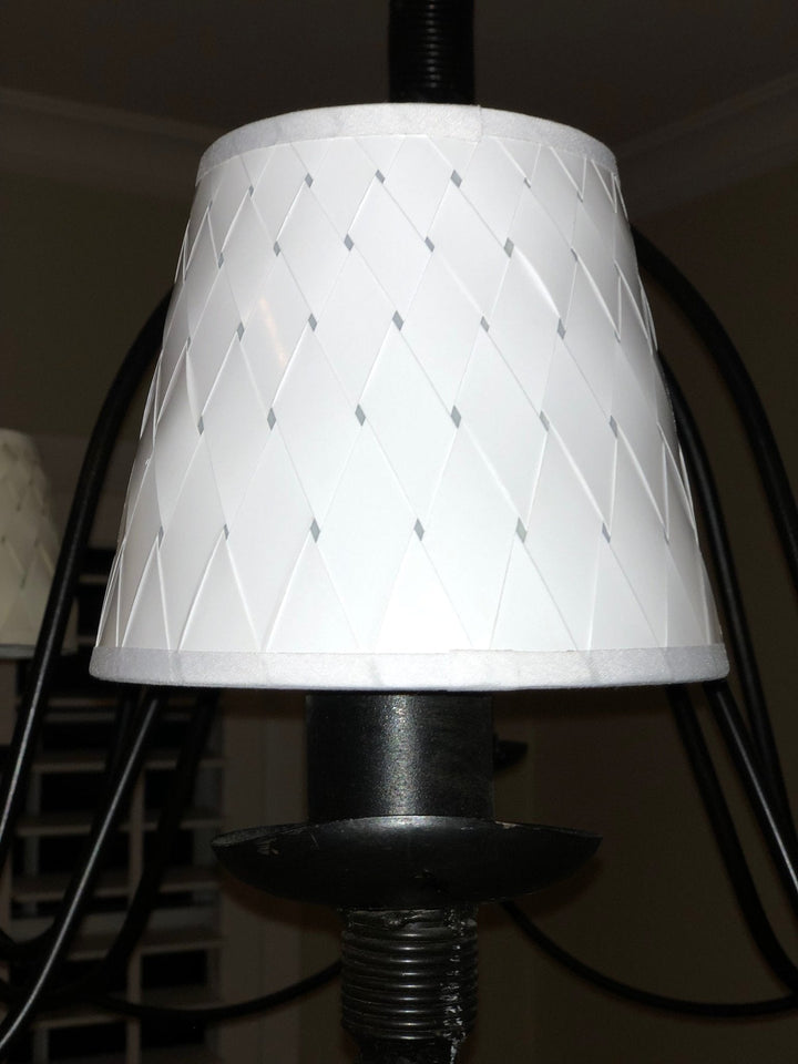 White Woven Paper Chandelier Lamp Shade - Available in two sizes - Lux Lamp Shades