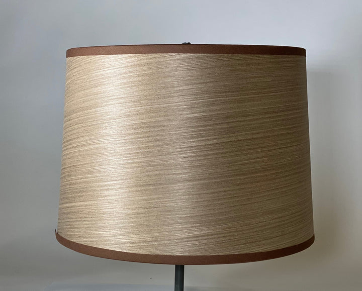 Wood Veneer Lamp Shade; Chocolate brown tape trim - 10" x 11" x 8" - Lux Lamp Shades