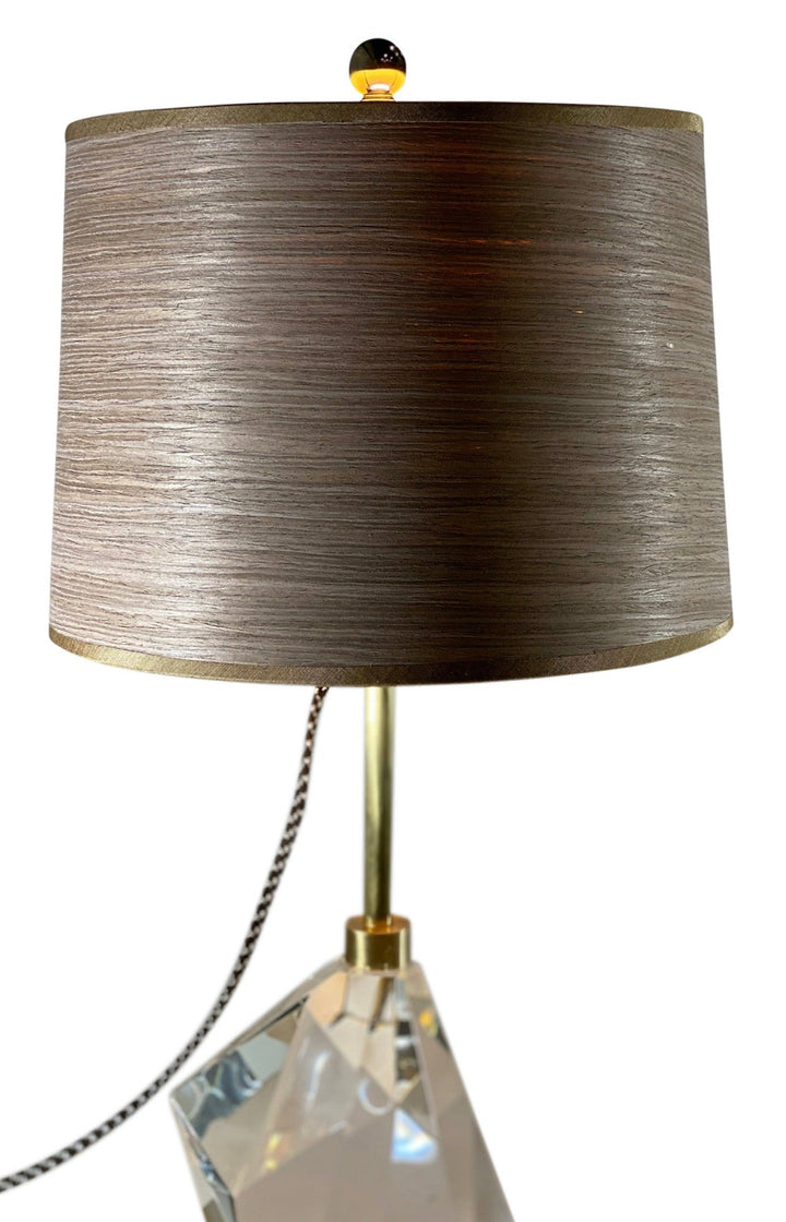Wood Veneer Lamp Shade; gold tape trim - 10" x 11" x 8" - Lux Lamp Shades